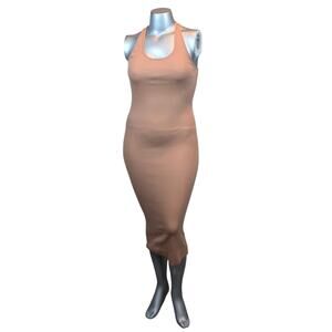 NSF Coqui Ribbed STRETCH Cotton Tank Dress, Suntan, sz S-L